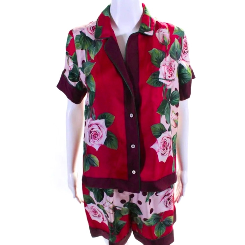 DOLCE & GABBANA Rose-print Top In Pink